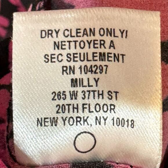 MILLY Blouse Shirt Size 8 Pink Black Brooke Floral Print Chiffon $210 - Picture 9 of 9